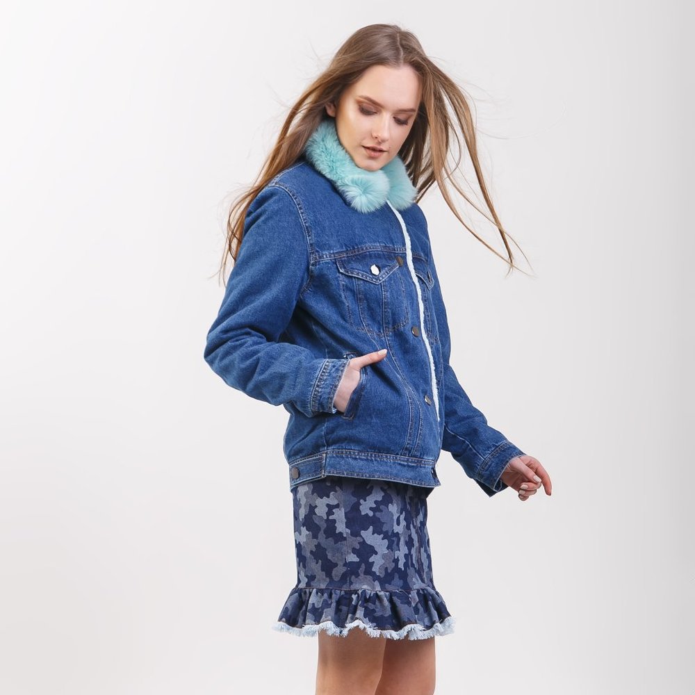 DASTI Fuax Fur Sherpa Jean Jacket for Womans